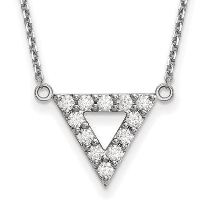 14K Weißgold Aaa Qualität Echt Diamant 13mm Dreieck Halskette