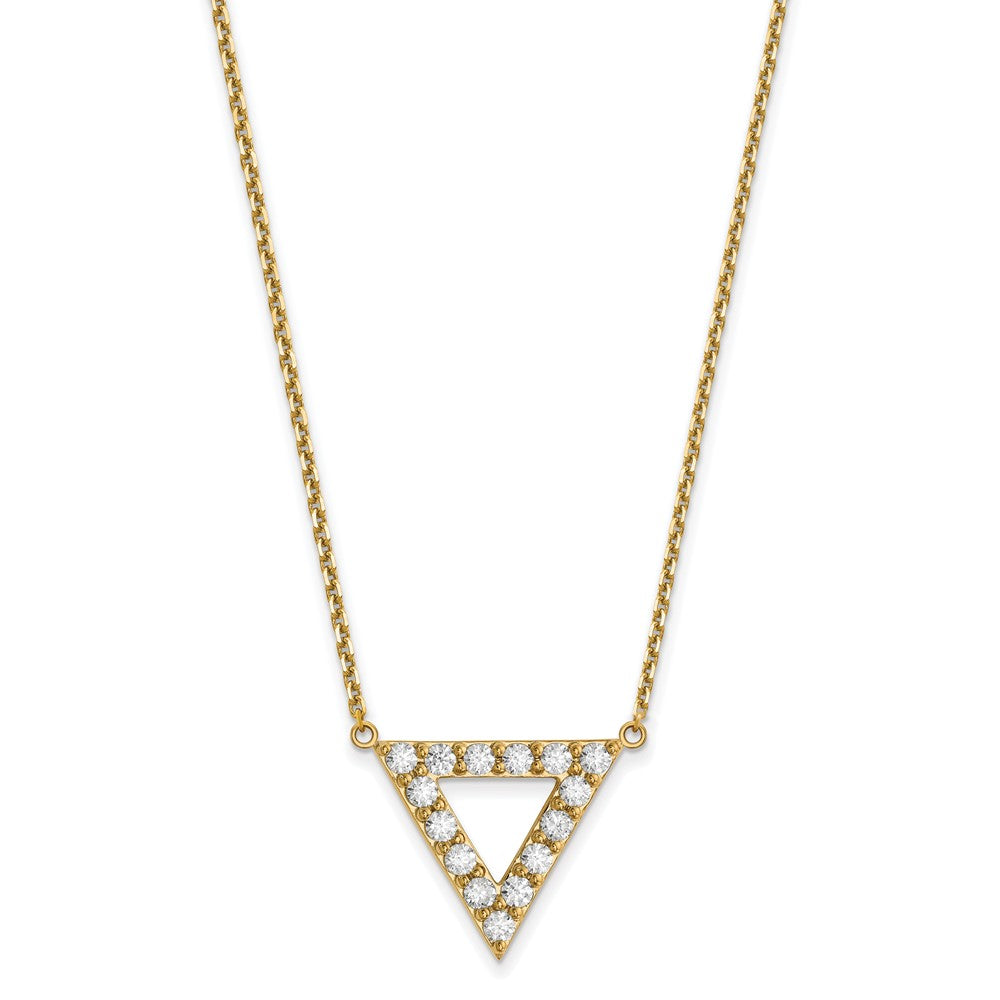 14K Gelbgold Aaa Qualität Echt Diamant 20mm Dreieck Halskette