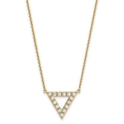 14K Gelbgold Aaa Qualität Echt Diamant 20mm Dreieck Halskette