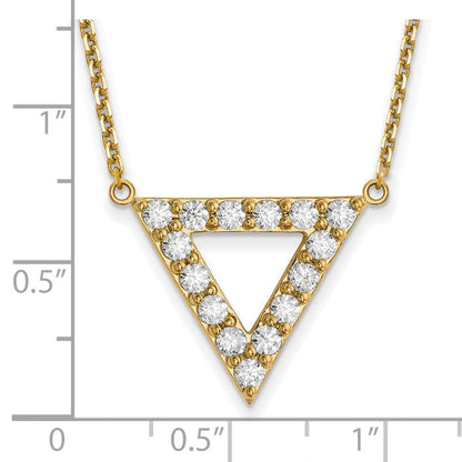 14K Gelbgold Aaa Qualität Echt Diamant 20mm Dreieck Halskette