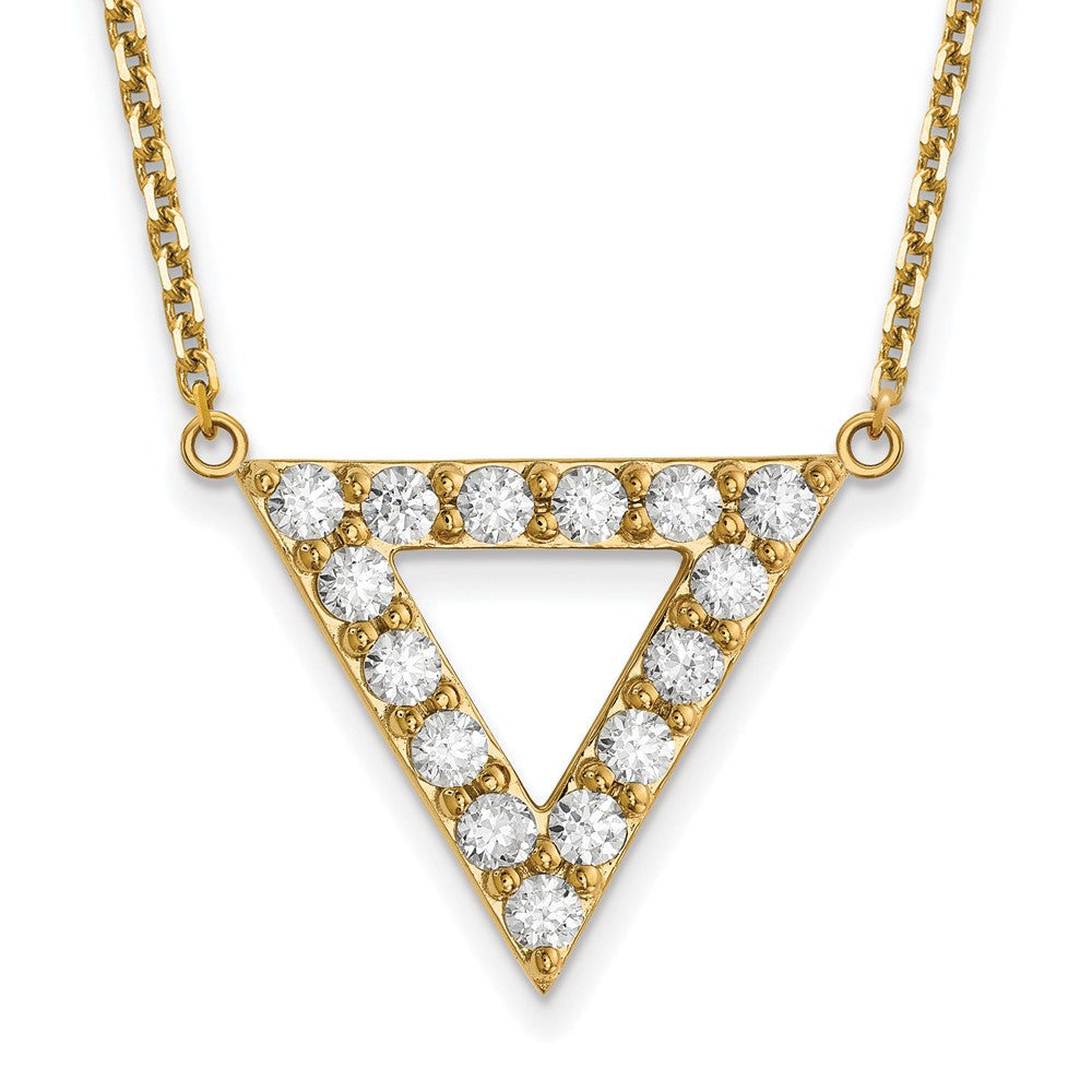 14K Gelbgold Aa Qualität Echt Diamant 20mm Dreieck Halskette