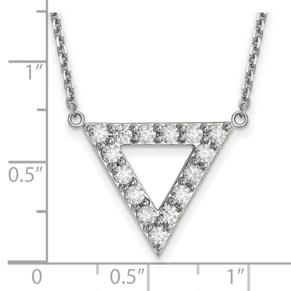 14K Weißgold Aa Qualität Echt Diamant 20mm Dreieck Halskette