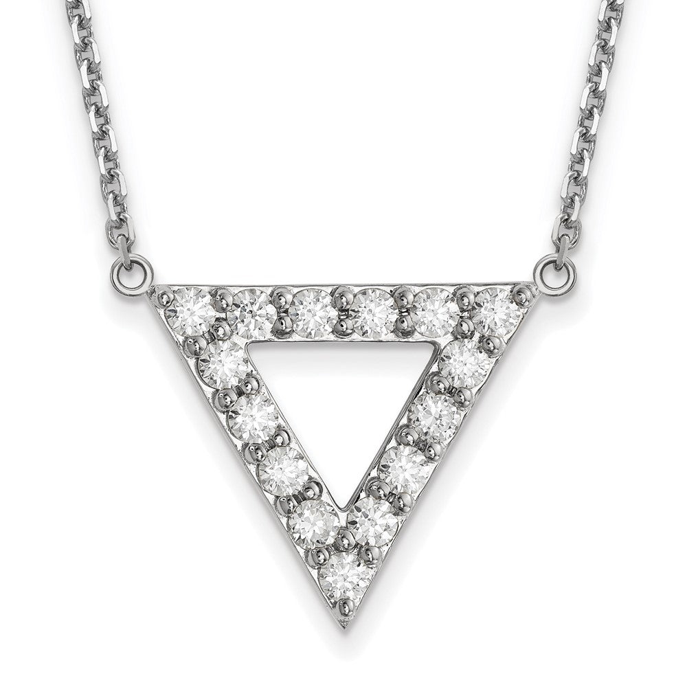 14K Weißgold A Qualität Echt Diamant 20mm Dreieck Halskette