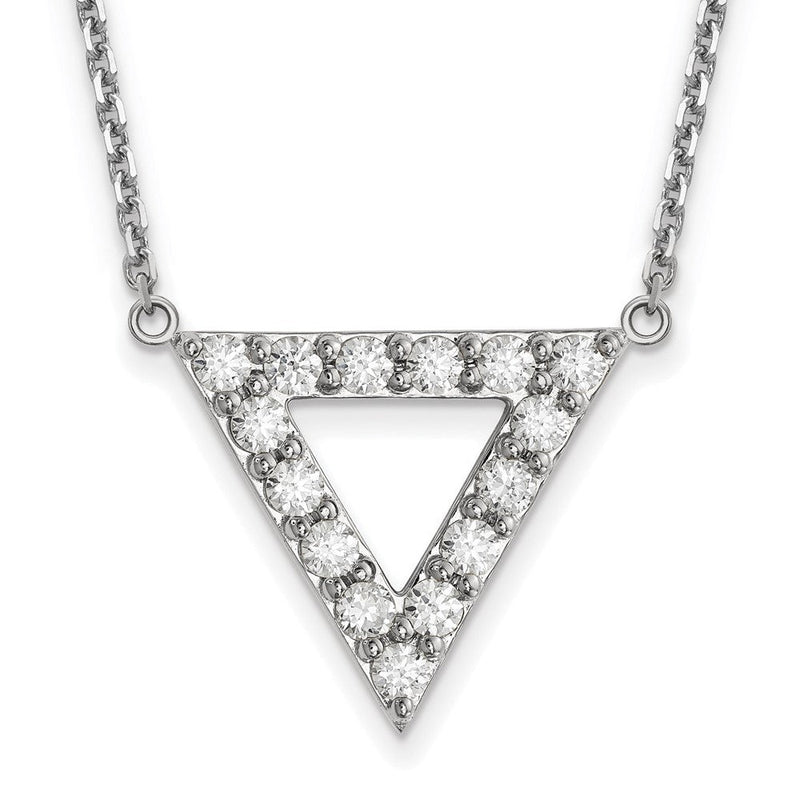 14K Weißgold A Qualität Echt Diamant 20mm Dreieck Halskette