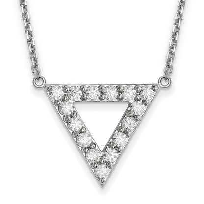 14K Weißgold Aa Qualität Echt Diamant 20mm Dreieck Halskette