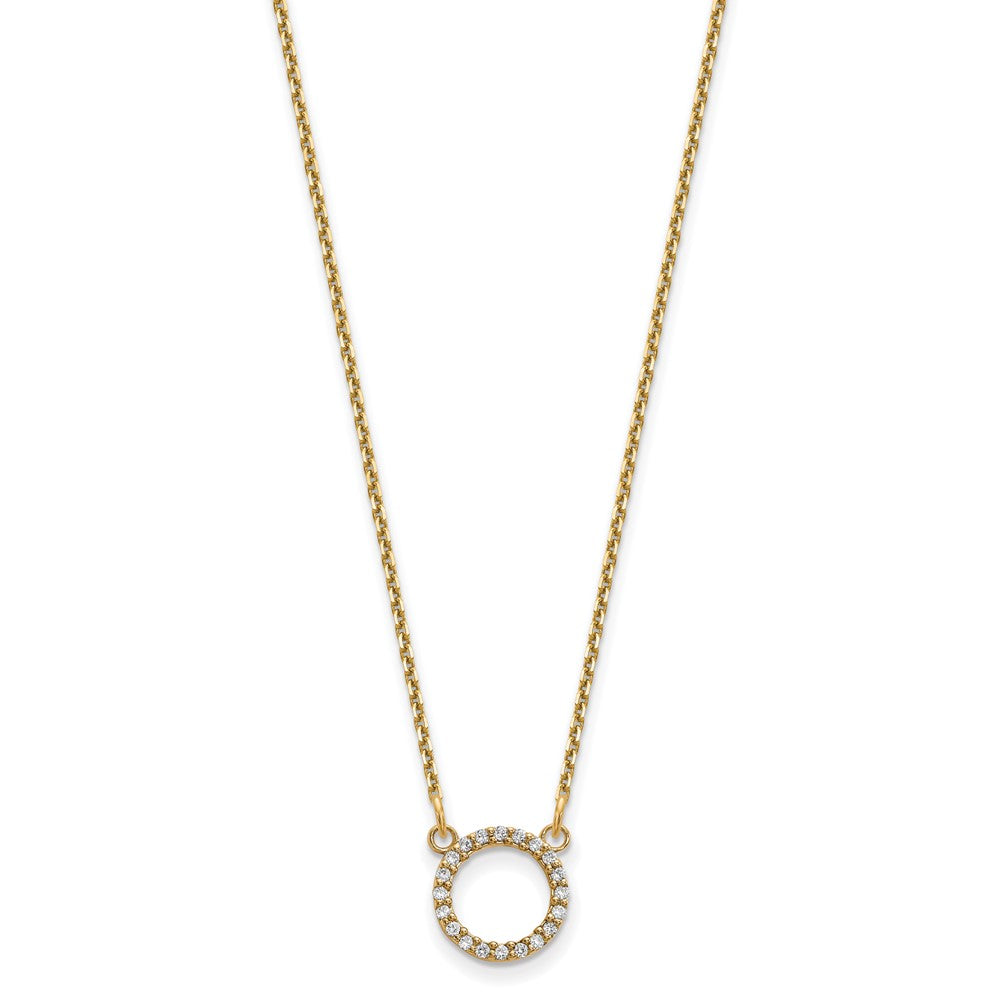 14K Gelbgold Echt Diamant Offen Kreis Halskette