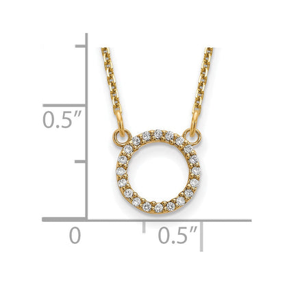 14K Gelbgold Echt Diamant Offen Kreis Halskette
