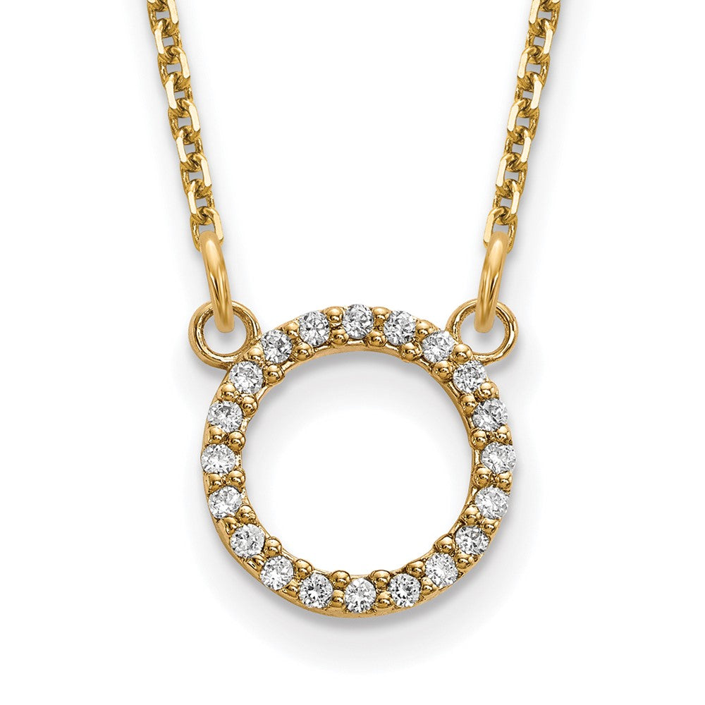 14K Gelbgold Echt Diamant Offen Kreis Halskette