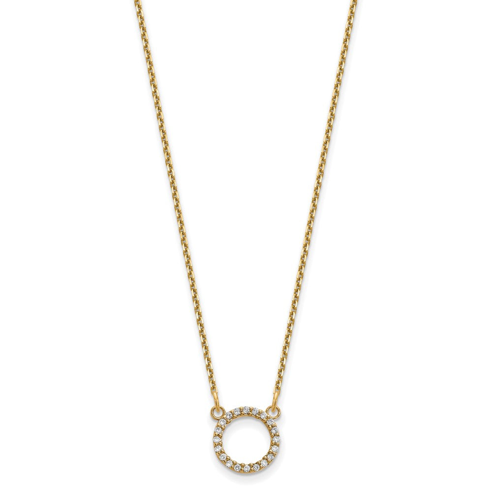 14K Gelbgold Echt Diamant Offen Kreis Halskette