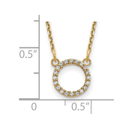 14K Gelbgold Echt Diamant Offen Kreis Halskette