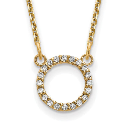 14K Gelbgold Echt Diamant Offen Kreis Halskette