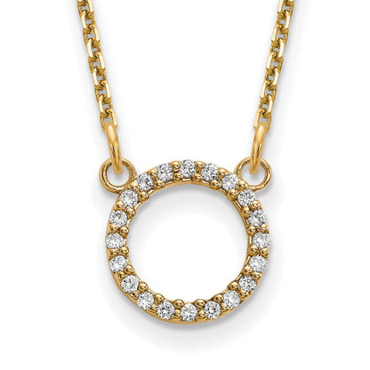 14K Gelbgold Echt Diamant Offen Kreis Halskette