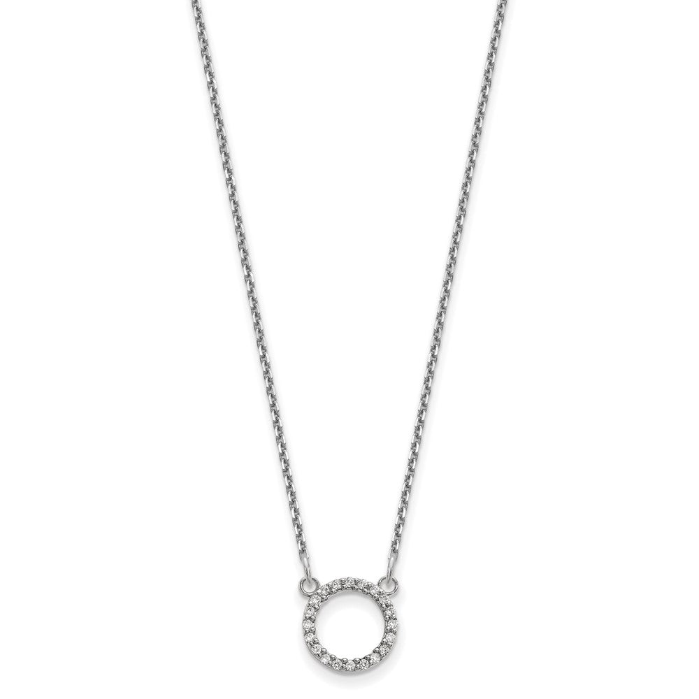 14K Weißgold Echt Diamant Offen Kreis Halskette
