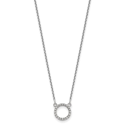 14K Weißgold Echt Diamant Offen Kreis Halskette