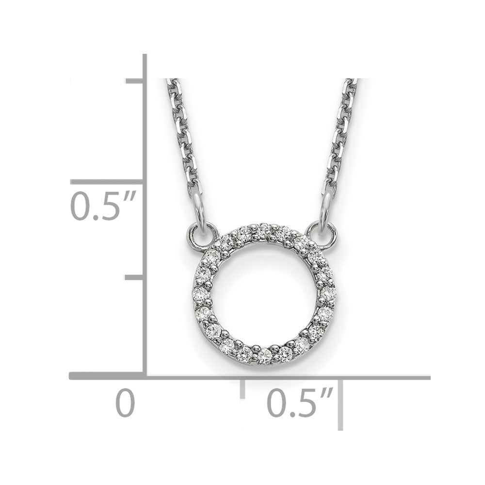 14K Weißgold Echt Diamant Offen Kreis Halskette