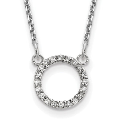 14K Weißgold Echt Diamant Offen Kreis Halskette