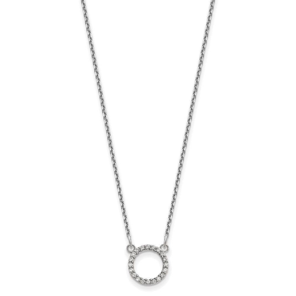 14K Weißgold Echt Diamant Offen Kreis Halskette