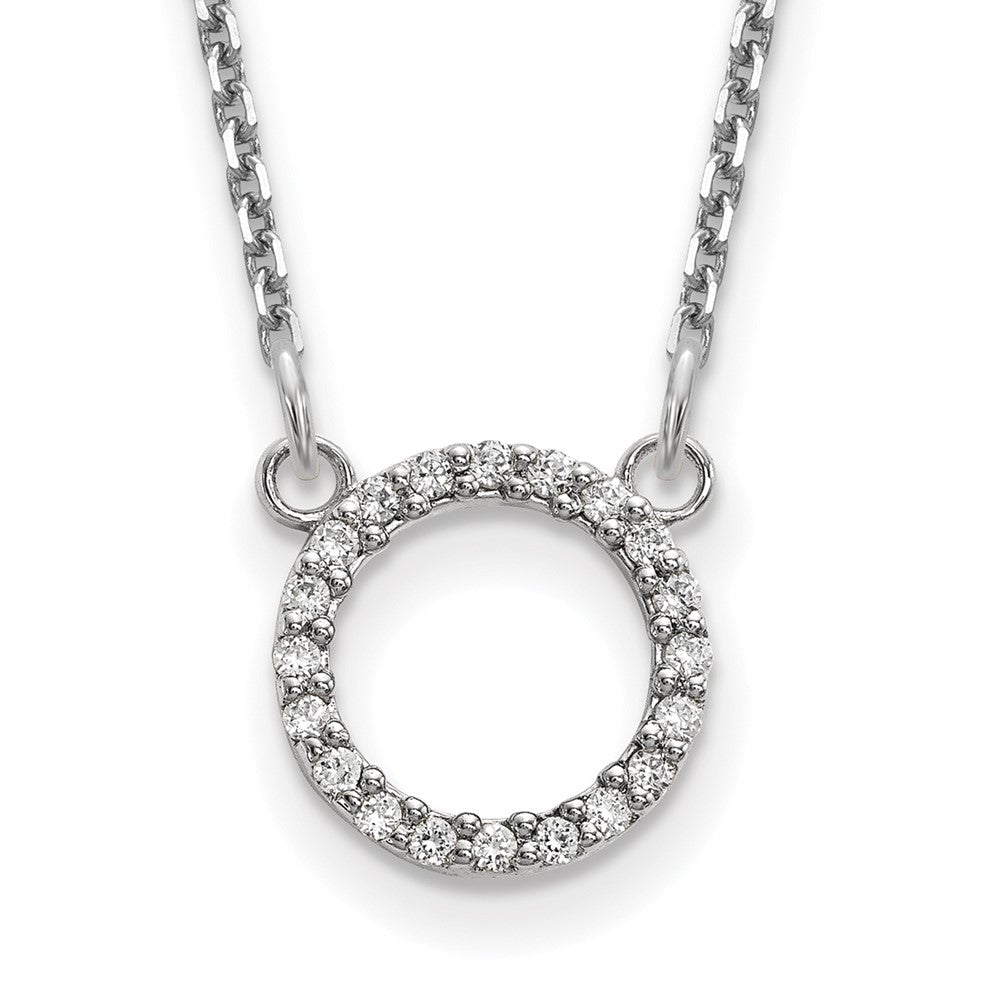 14K Weißgold Echt Diamant Offen Kreis Halskette