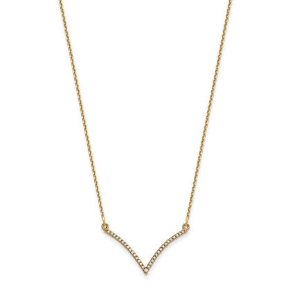 14K Gelbgold Echt Diamant V Halskette