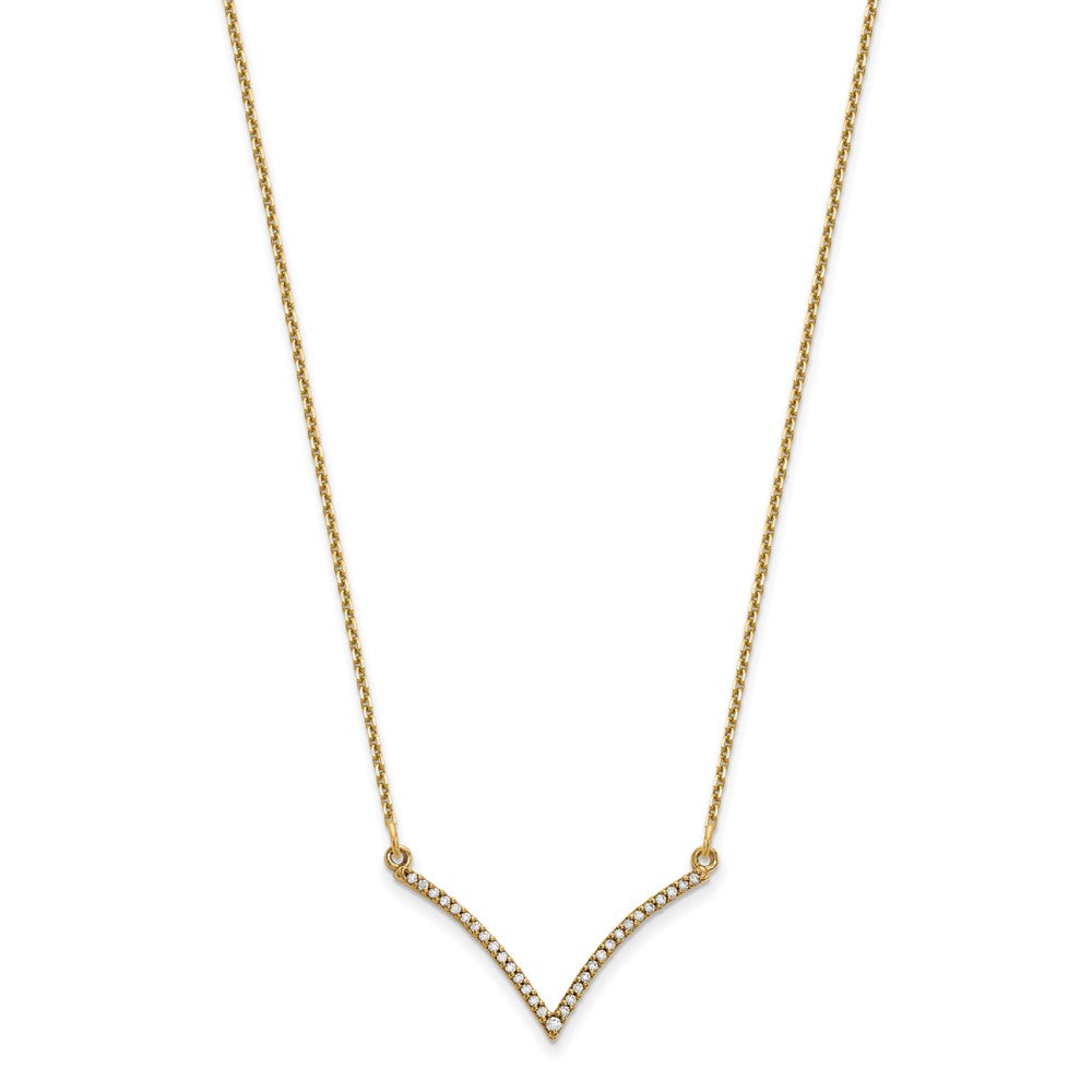 14K Gelbgold Echt Diamant V Halskette