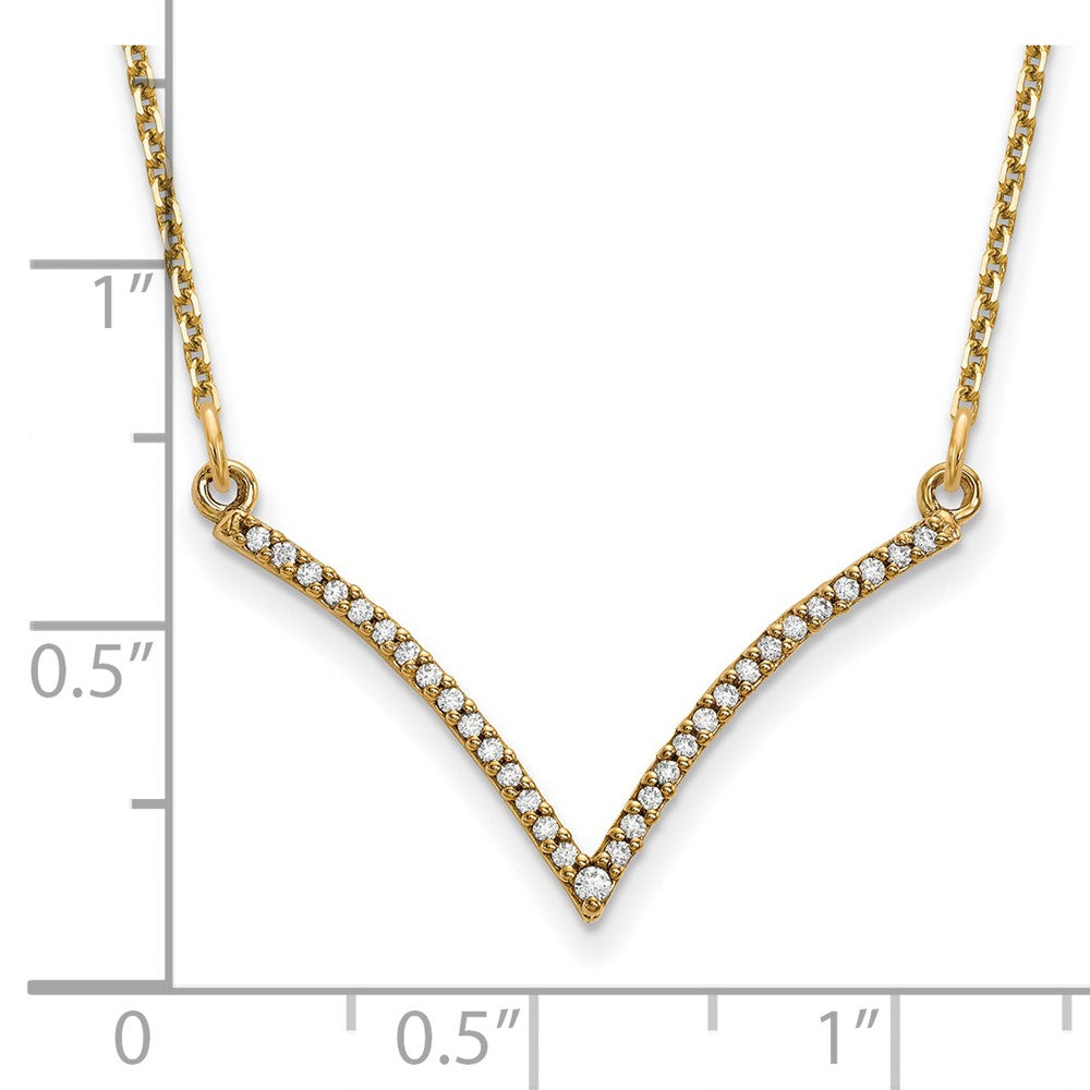 14K Gelbgold Echt Diamant V Halskette