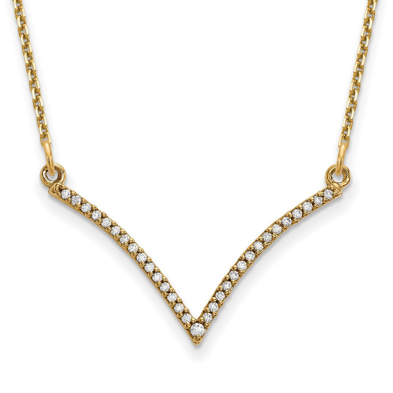 14K Gelbgold Echt Diamant V Halskette