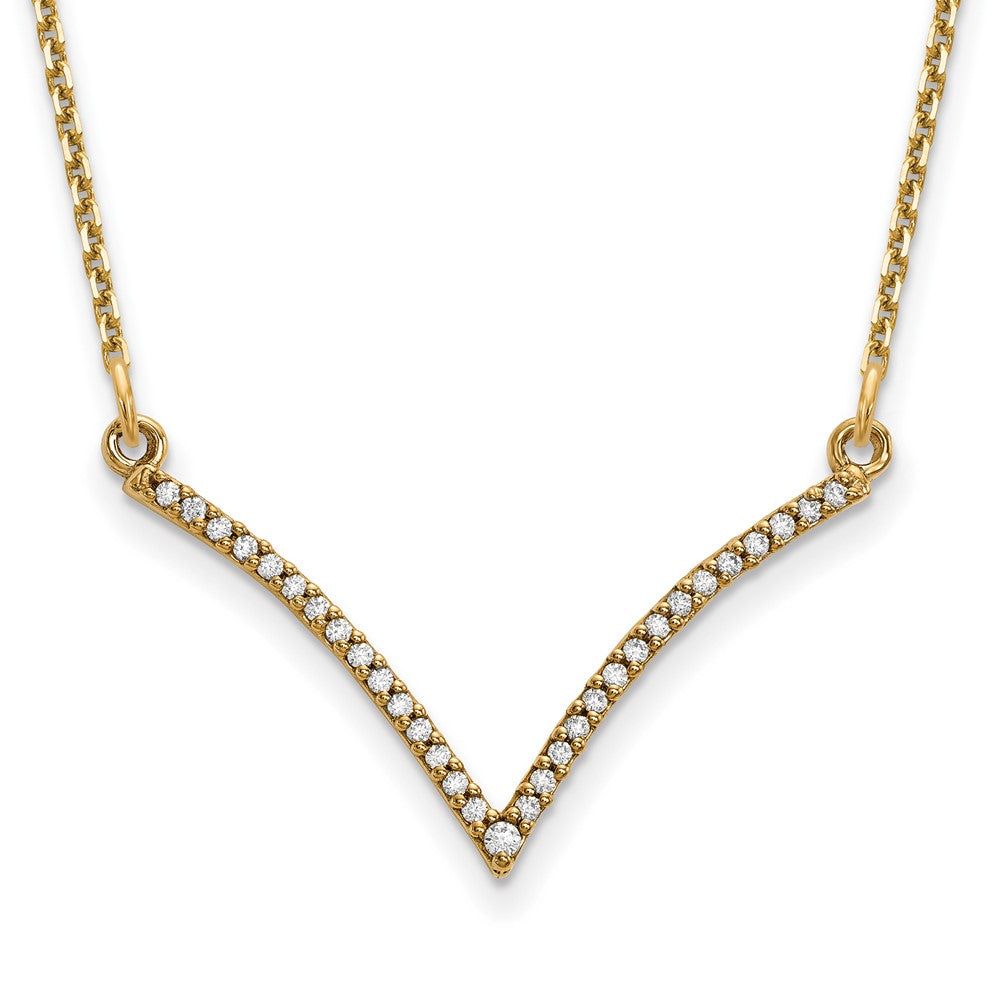 14K Gelbgold Echt Diamant V Halskette