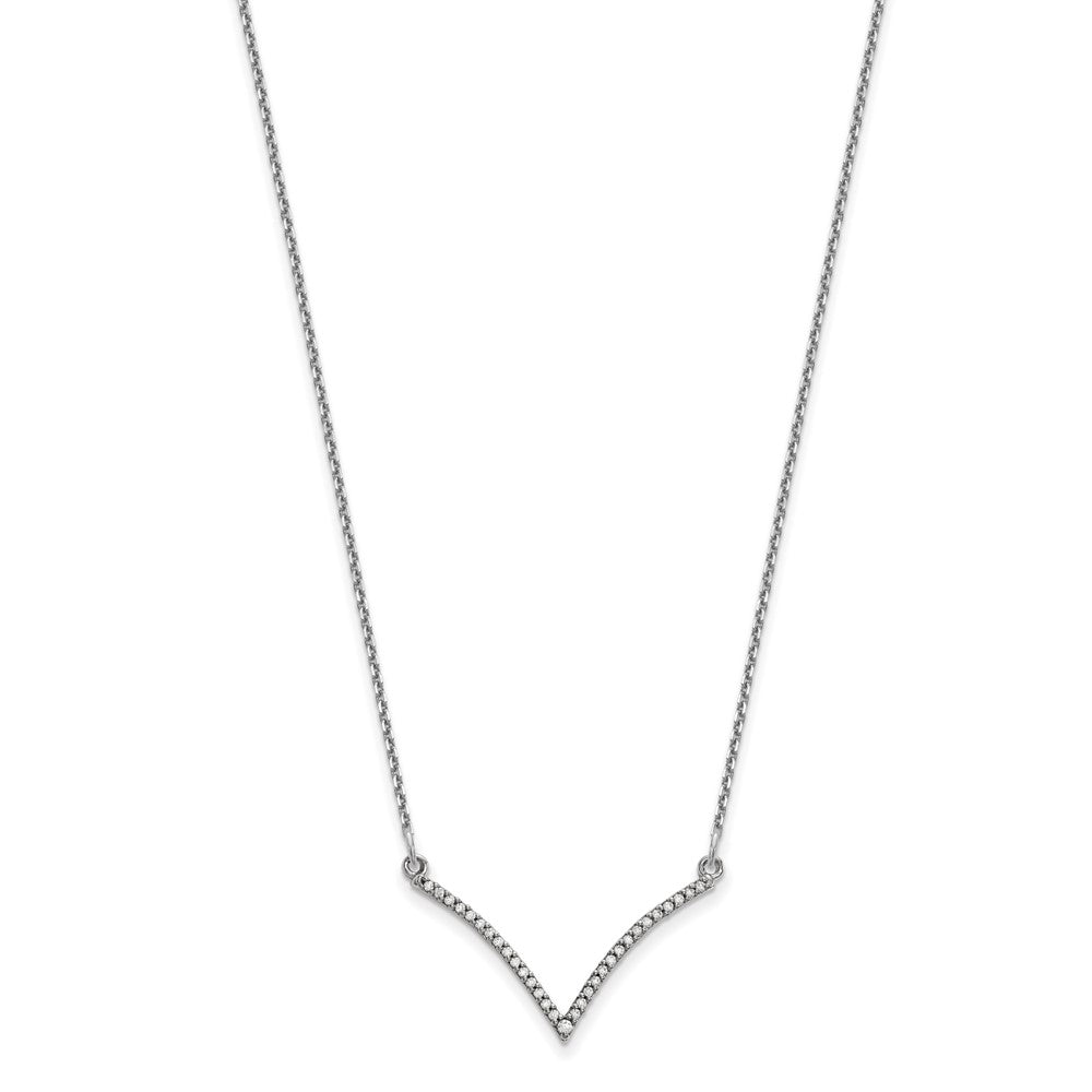 14K Weißgold Echt Diamant V Halskette