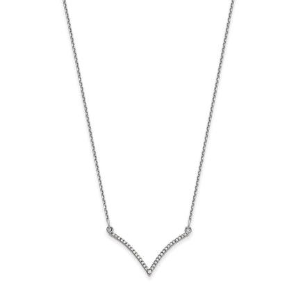14K Weißgold Echt Diamant V Halskette