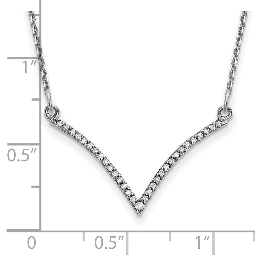 14K Weißgold Echt Diamant V Halskette