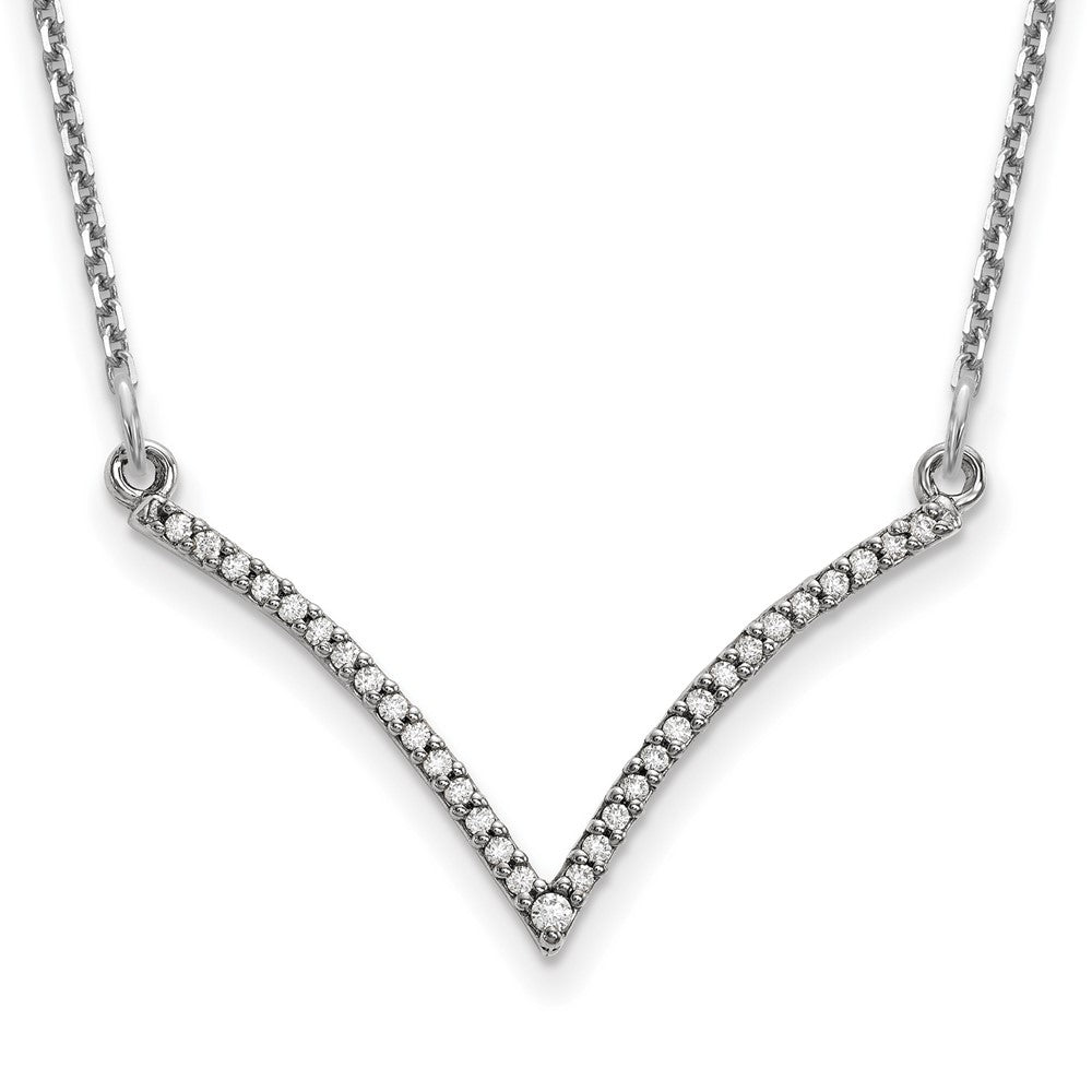 14K Weißgold Echt Diamant V Halskette