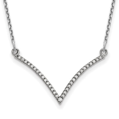 14K Weißgold Echt Diamant V Halskette