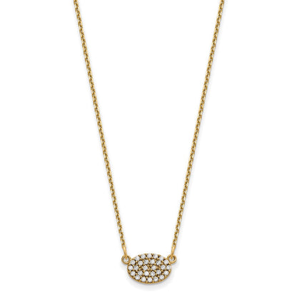 14K Gelbgold Echt Diamant Cluster Oval Halskette