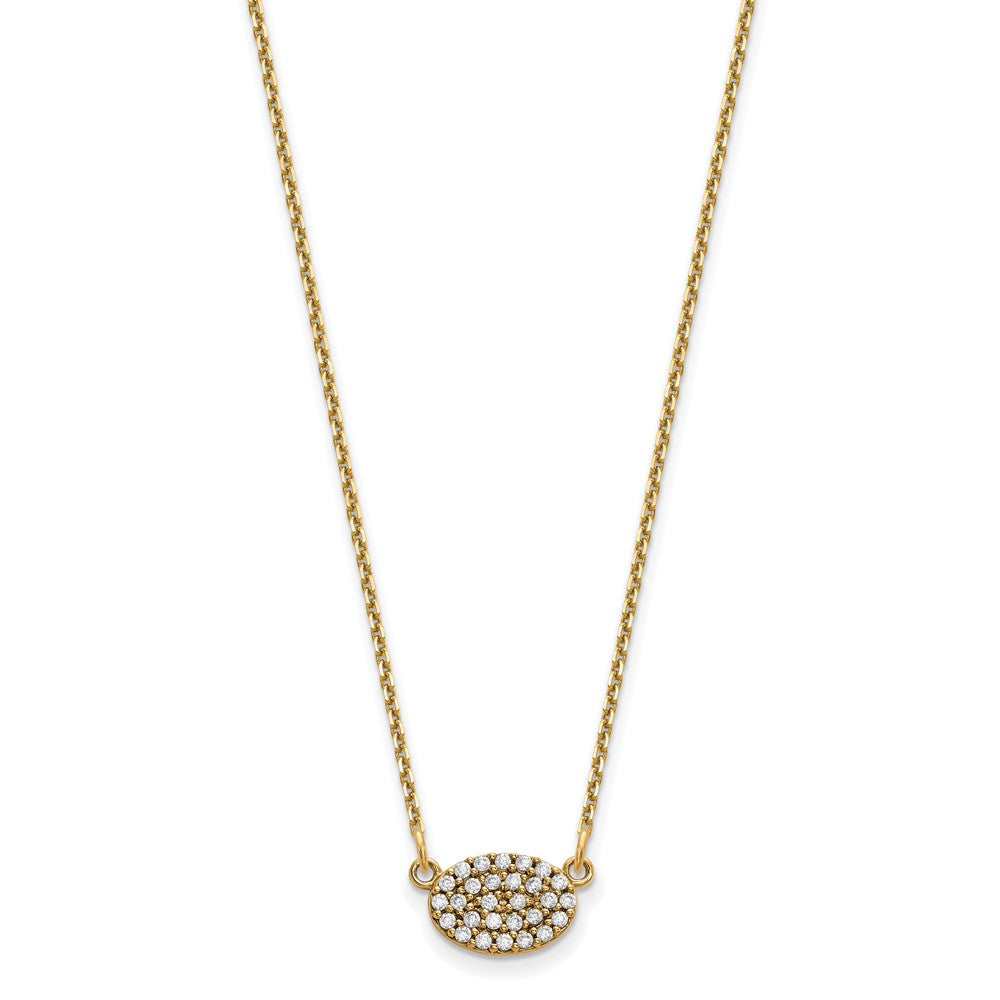 14K Gelbgold Echt Diamant Cluster Oval Halskette