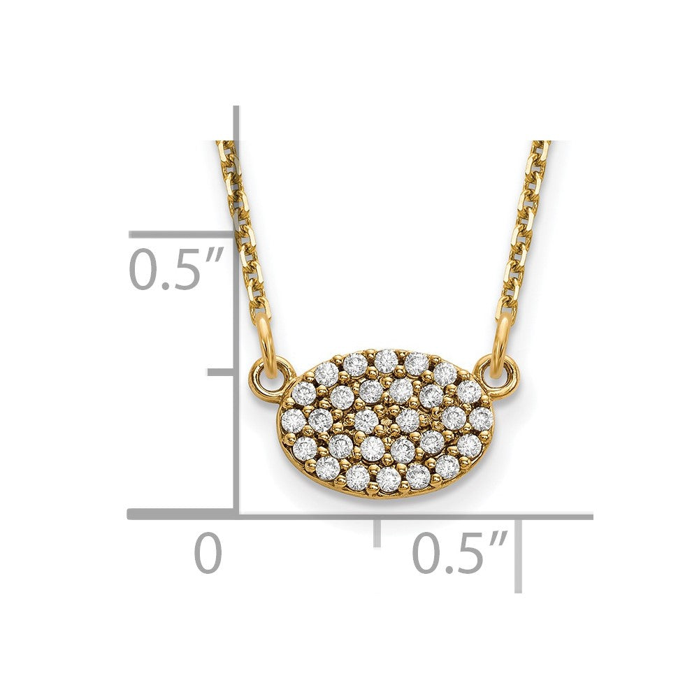 14K Gelbgold Echt Diamant Cluster Oval Halskette