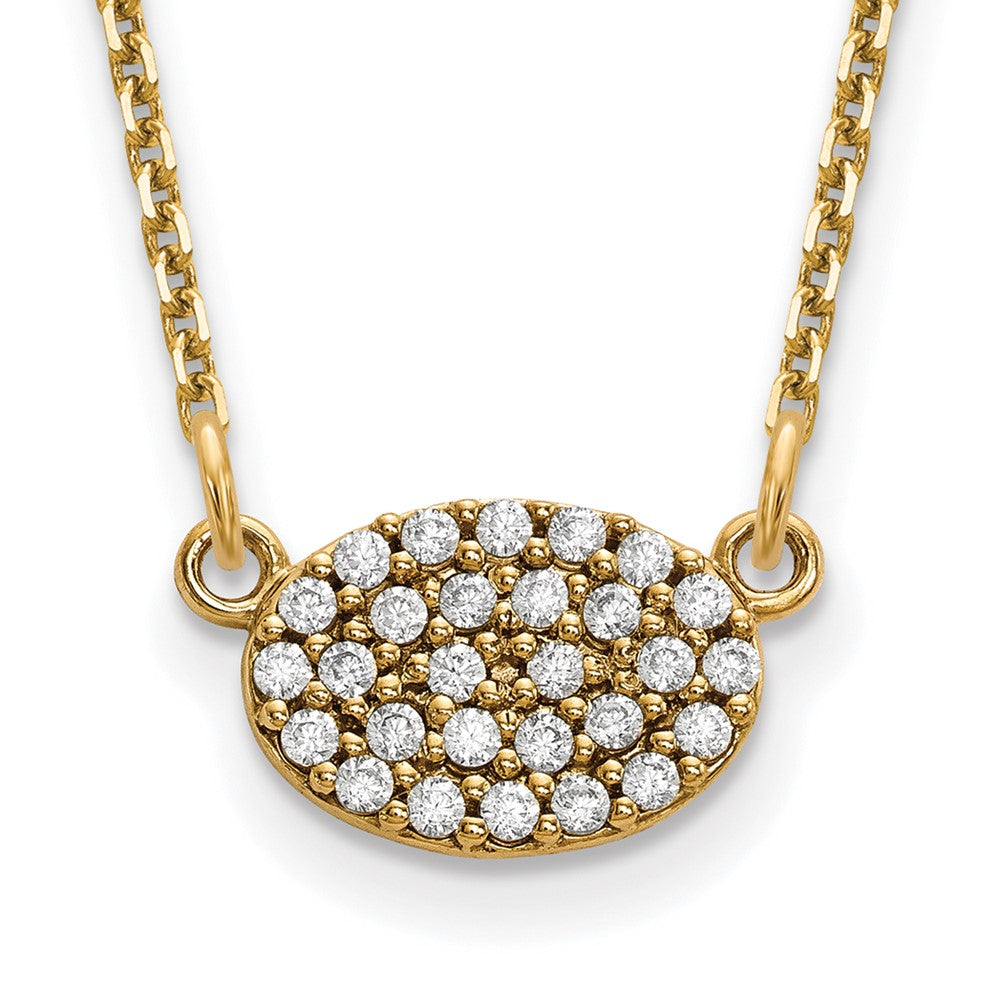 14K Gelbgold Echt Diamant Cluster Oval Halskette