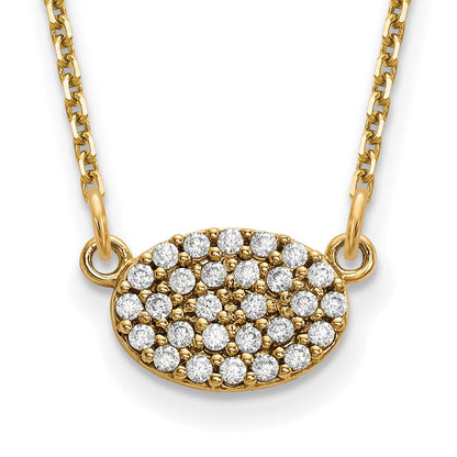 14K Gelbgold Echt Diamant Cluster Oval Halskette