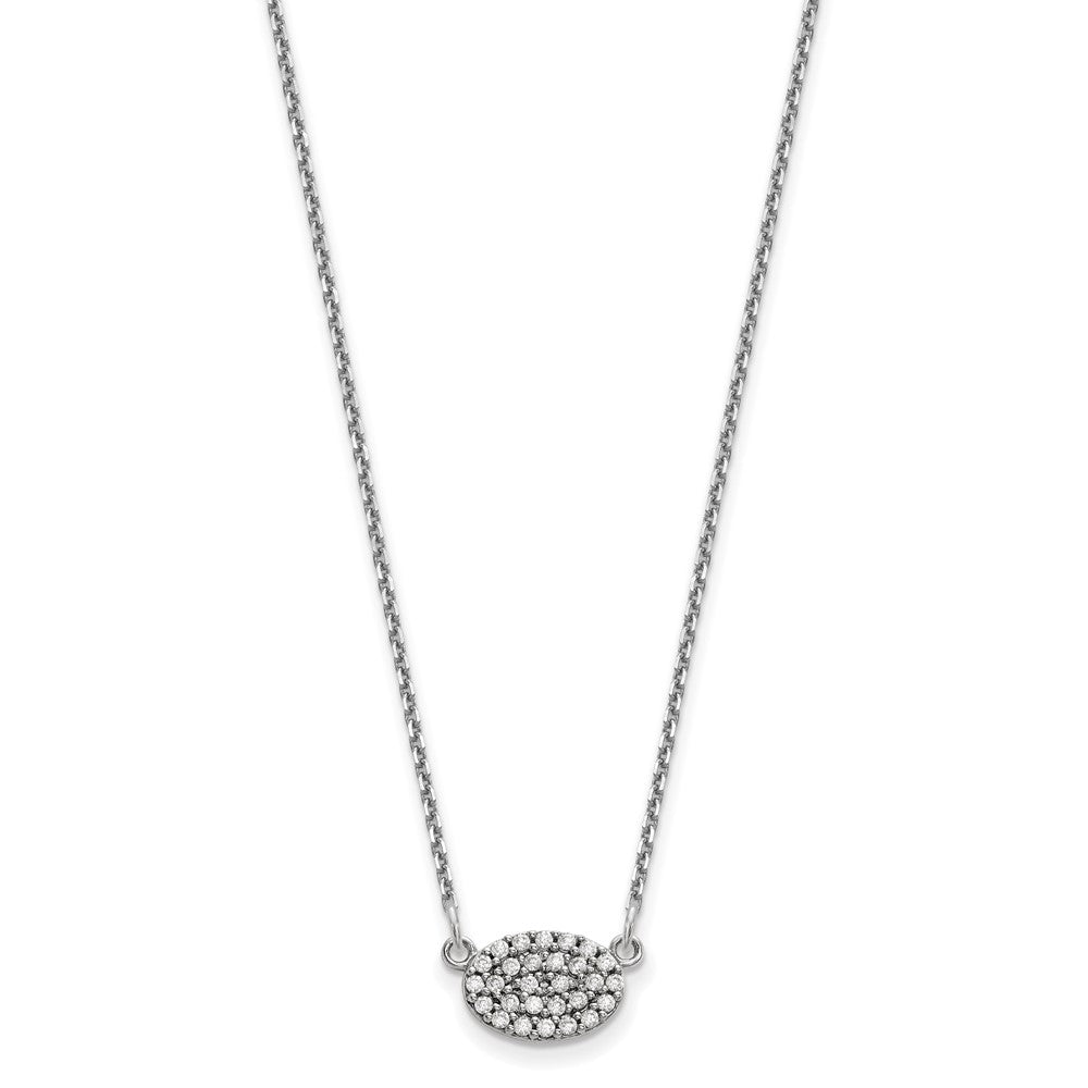 14K Weißgold Echt Diamant Cluster Oval Halskette