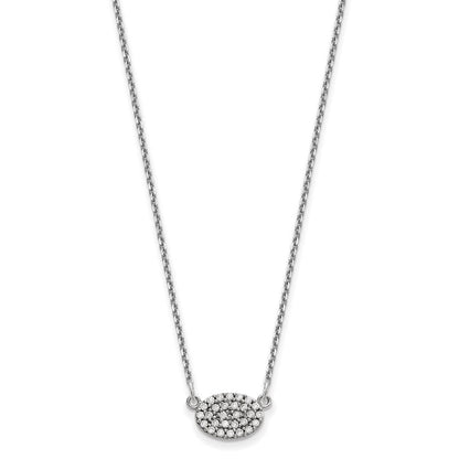 14K Weißgold Echt Diamant Cluster Oval Halskette
