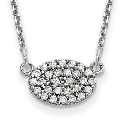 14K Weißgold Echt Diamant Cluster Oval Halskette