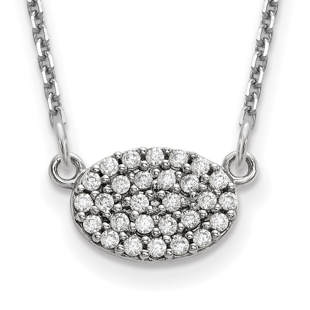 14K Weißgold Echt Diamant Cluster Oval Halskette