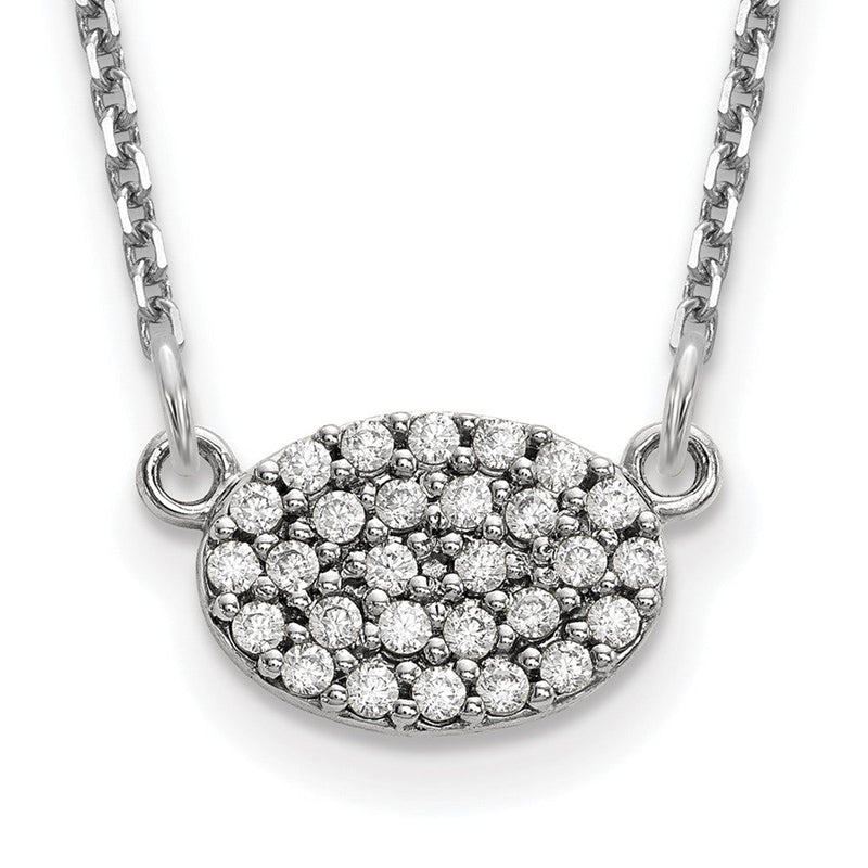 14K Weißgold Echt Diamant Cluster Oval Halskette