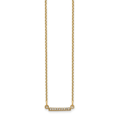 14K Gelbgold Echt Diamant Winzig Stab Halskette