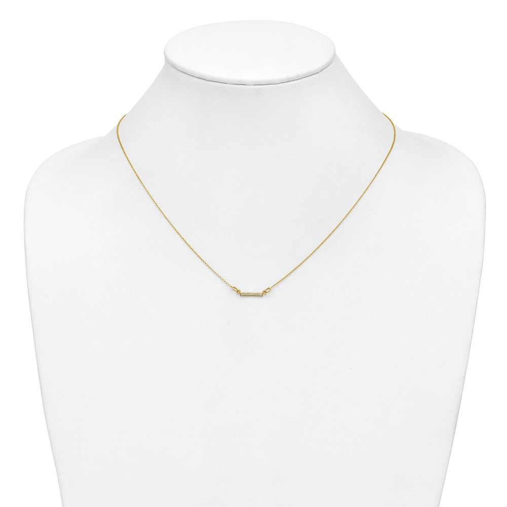 14K Gelbgold Echt Diamant Winzig Stab Halskette