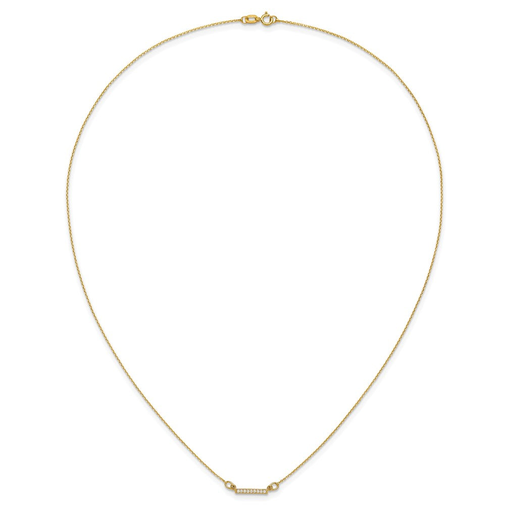 14K Gelbgold Echt Diamant Winzig Stab Halskette