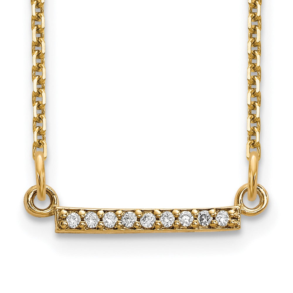 14K Gelbgold Echt Diamant Winzig Stab Halskette