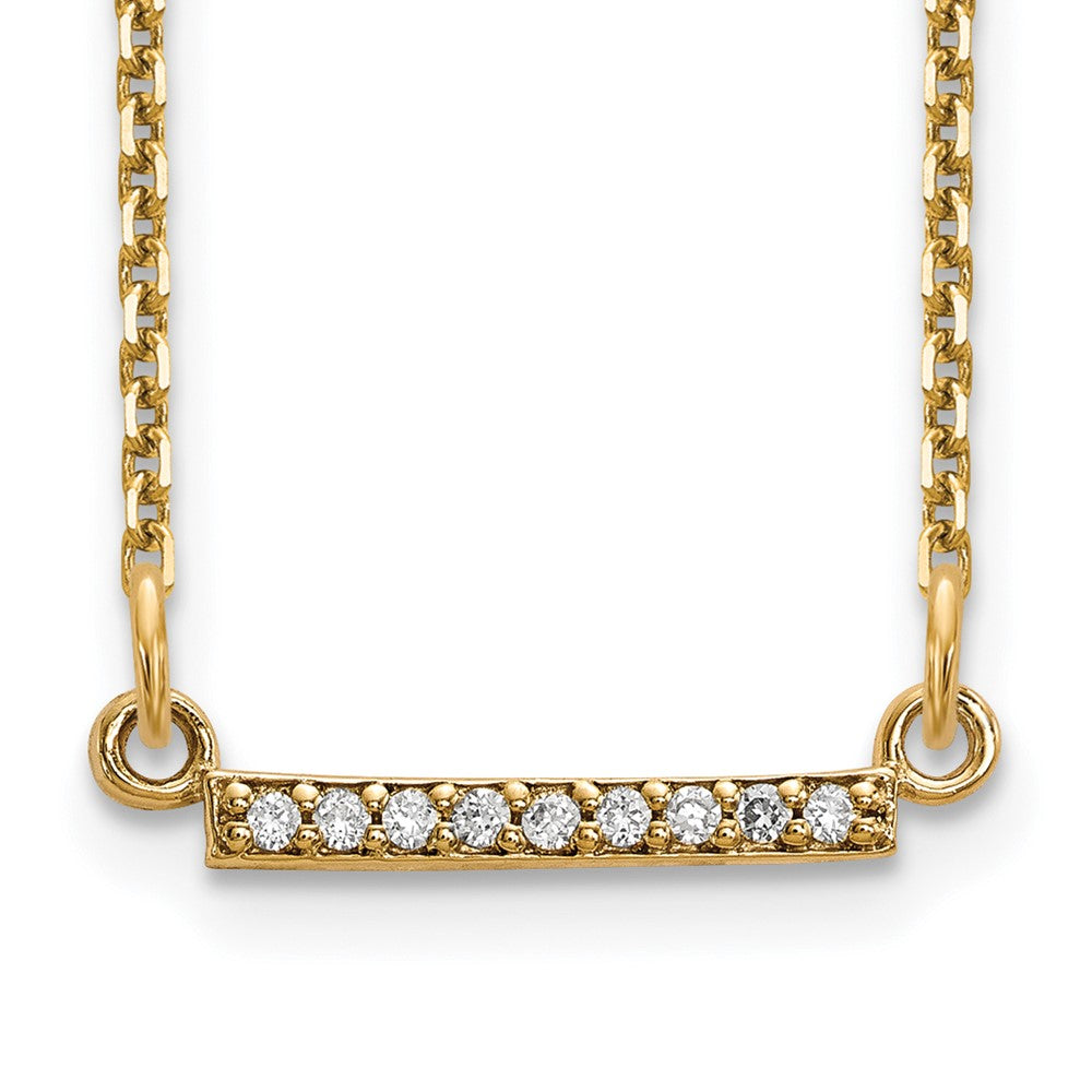 14K Gelbgold Echt Diamant Winzig Stab Halskette