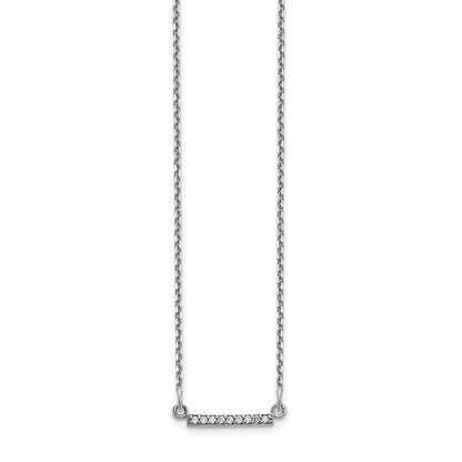 14K Weißgold Echt Diamant Winzig Stab Halskette