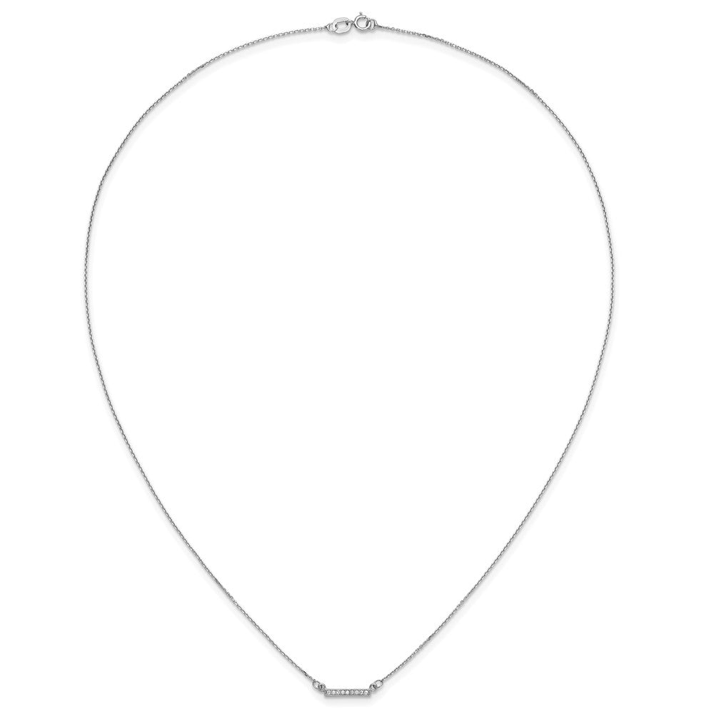 14K Weißgold Echt Diamant Winzig Stab Halskette
