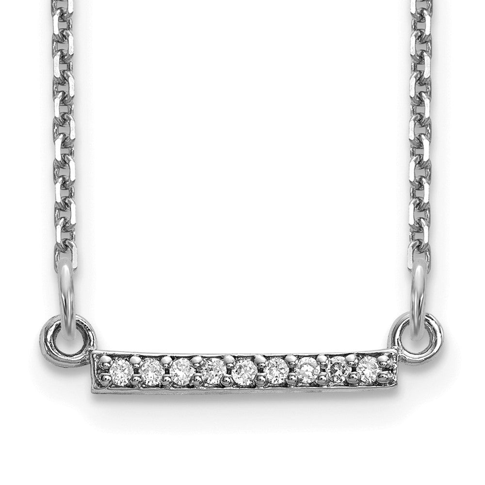 14K Weißgold Echt Diamant Winzig Stab Halskette
